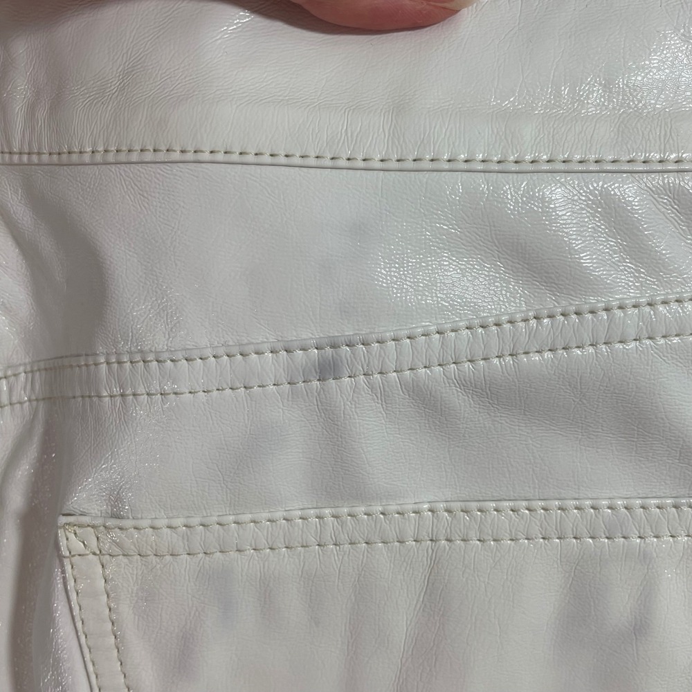 HUDSON Rosie High Rise Patent Egret Faux Leather Cropped Wide‎ Leg Pants Size 27 - Picture 6 of 13